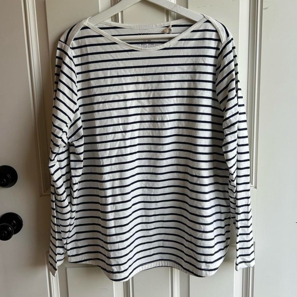 New With Tags FATFACE white & black striped long sleeve shirt 95% organic cotton - Picture 2 of 8